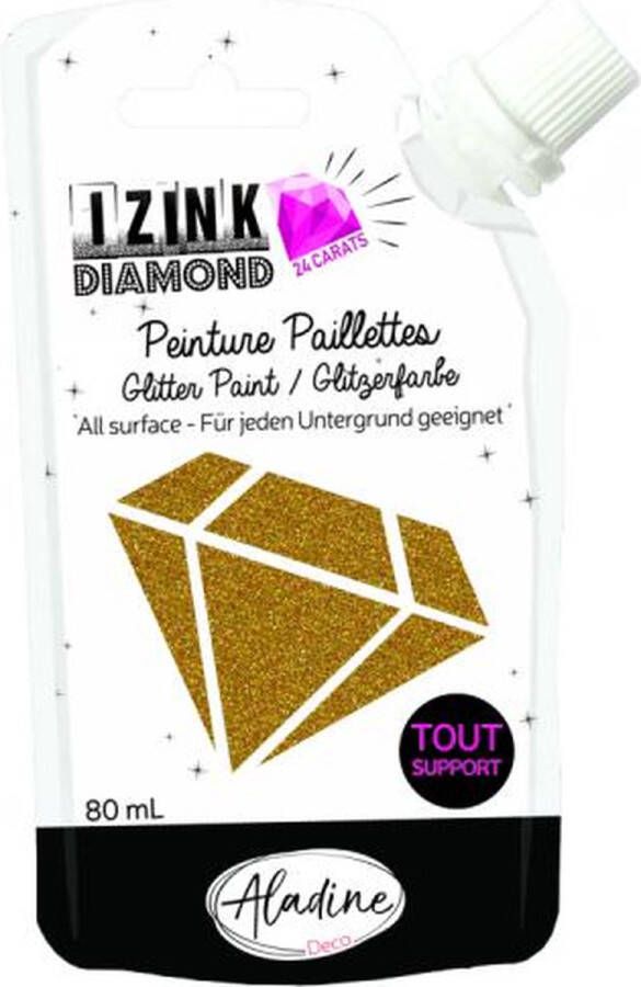 Alladine IZINK Diamond glitterverf pasta 24 karaat- 80 ml goud