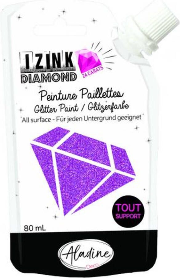 Alladine IZINK Diamond glitterverf pasta 24 karaat- 80 ml hardroze