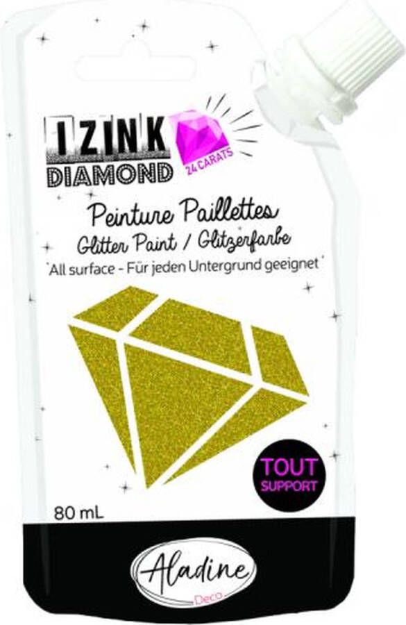 Alladine IZINK Diamond glitterverf pasta 24 karaat- 80 ml lichtgoud
