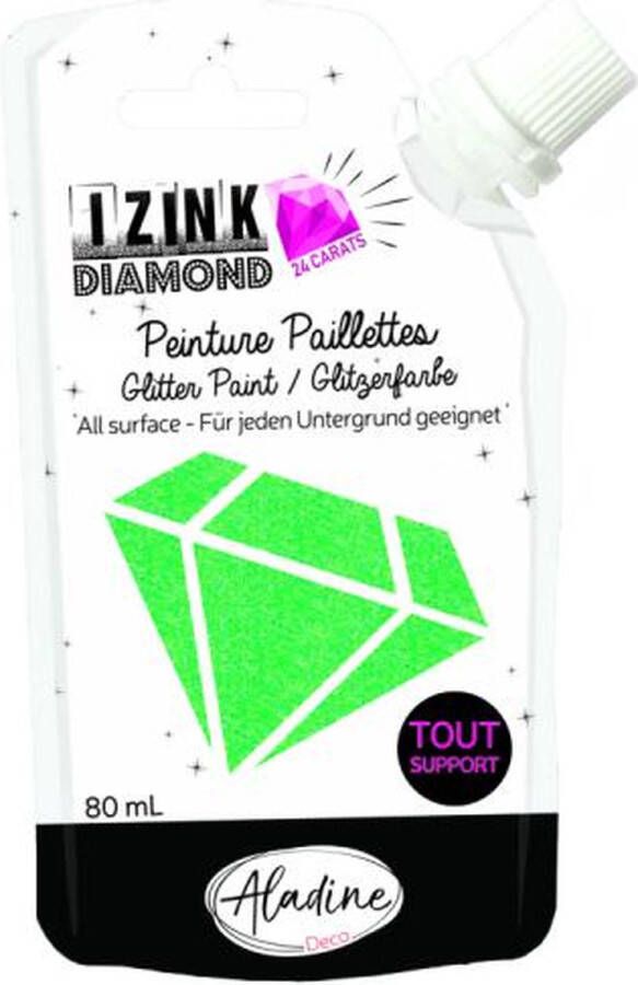 Alladine IZINK Diamond glitterverf pasta 24 karaat- 80 ml lichtgroen