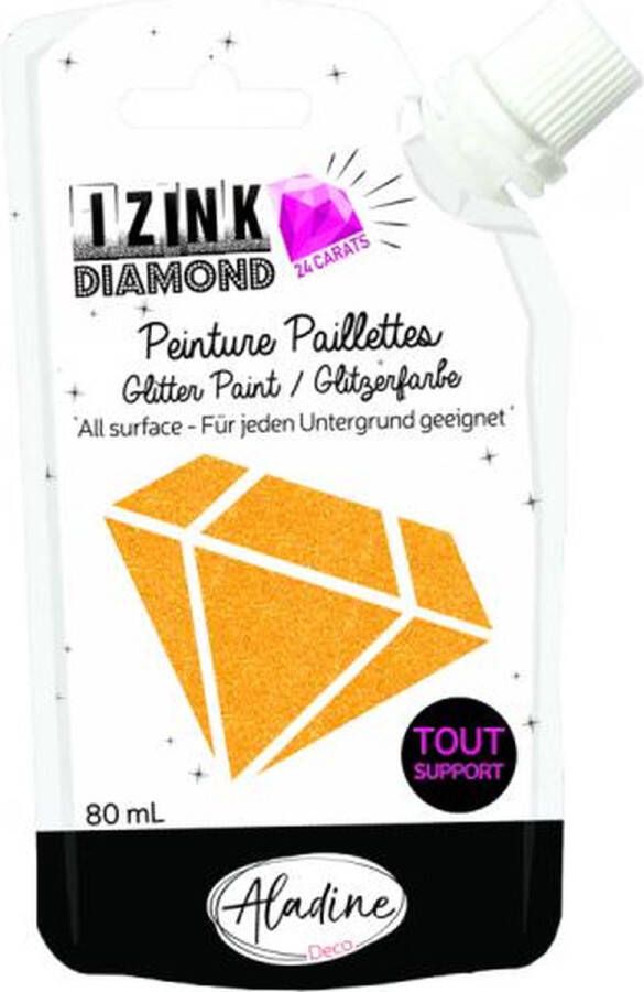 Alladine IZINK Diamond glitterverf pasta 24 karaat- 80 ml oranje