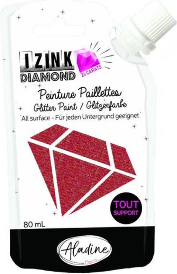 Alladine IZINK Diamond glitterverf pasta 24 karaat- 80 ml rood