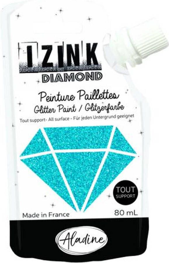 Aladine IZINK Diamond glitterverf pasta 80 ml oceaanblauw