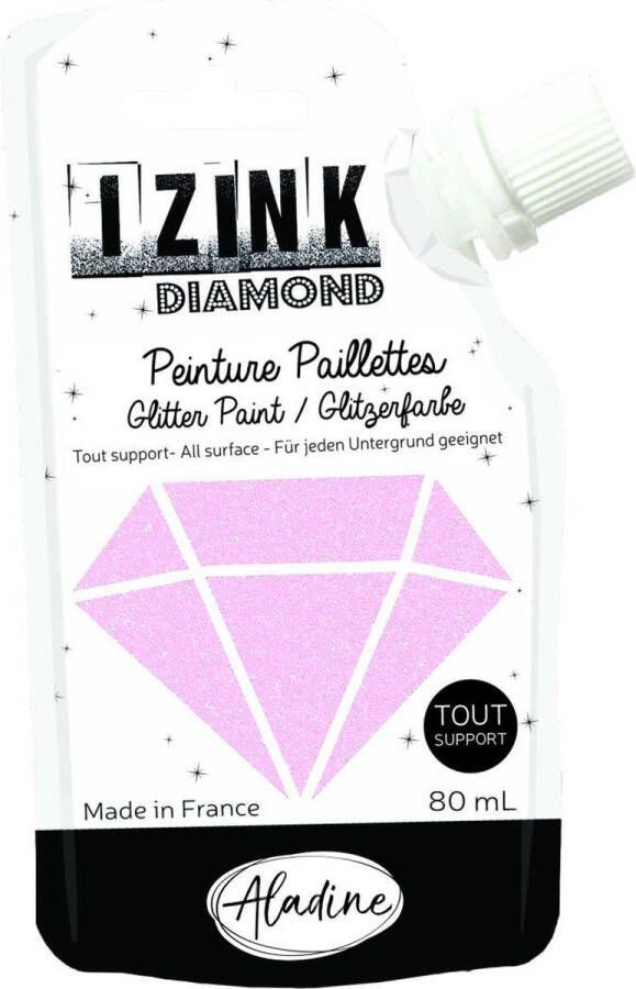 Alladin IZINK Diamond glitterverf pasta 80 ml pastelroze