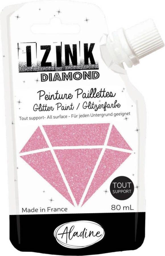Aladine IZINK Diamond glitterverf pasta 80 ml roze