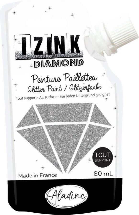 Alladine IZINK Diamond glitterverf pasta 80 ml zilver