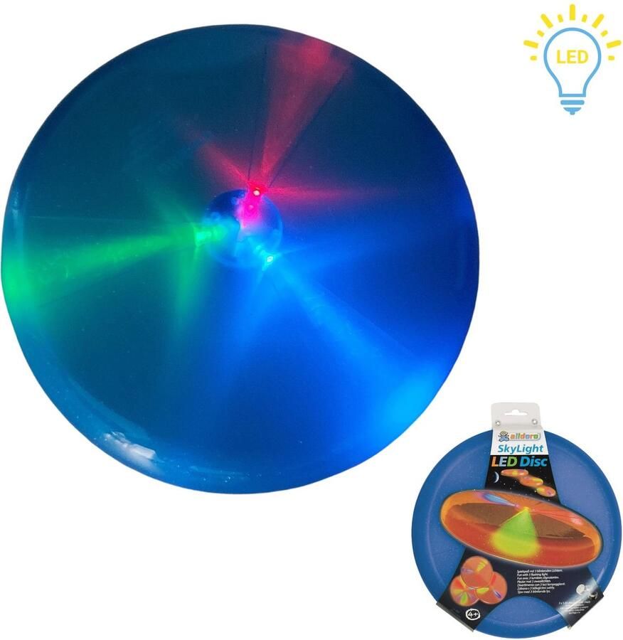 Alldoro Frisbee LED Sky Light Blauw 27 5 cm Incl Batterijen