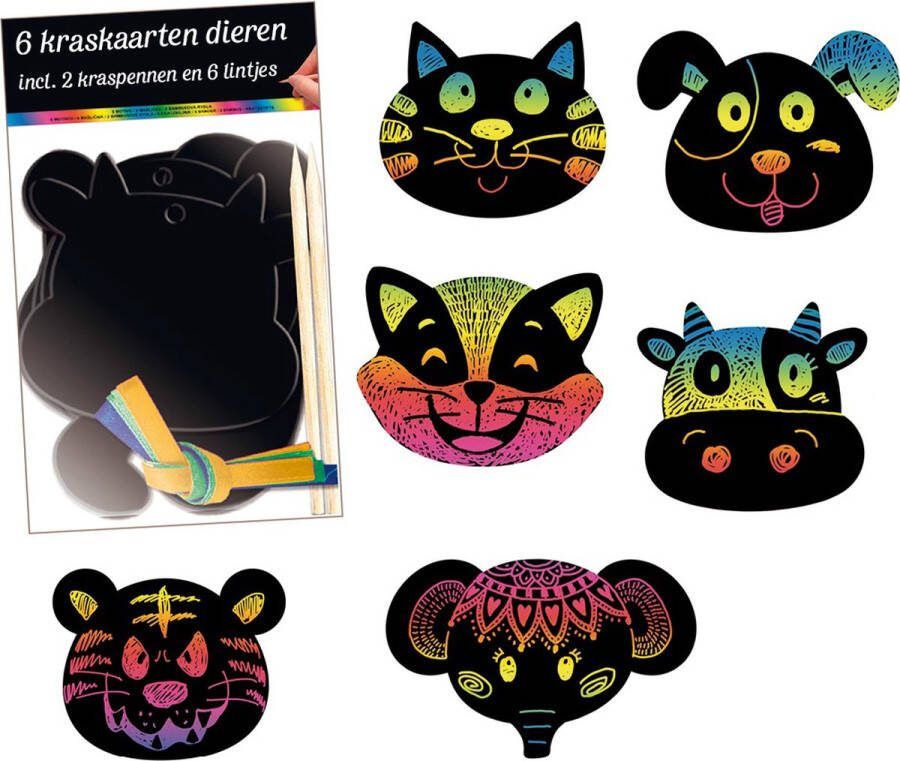 Allemaalstickersenzo Kraskaarten Dieren incl. kraspennen en lintjes Knutselpakket Meisjes Knutselen voor Meisjes Knutselen voor Jongens Knutselpakket Sinterklaas Cadeautjes Schoencadeautje Scratch Art