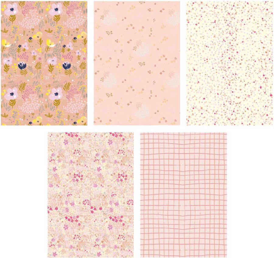 Allemaalstickersenzo Papierblok 30 Vel Knutselpapier Dots & Flowers A4 Knutsel Papier met Details van Goudfolie Glitters en Neon Hobbypapier 120 grams + 270 grams 21x29 cm 15 Designs Kaarten Maken Knutselen met Papier Knutselen Volwassenen Hobby Papier