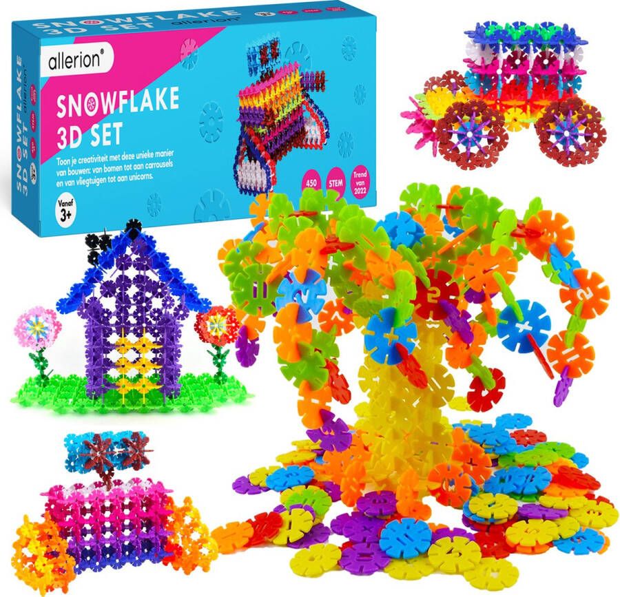 Allerion 3D Sneeuwvlokken Set – 520-delig Bouw Speelgoed– STEM Speelgoed – Voor Jongens en Meisjes