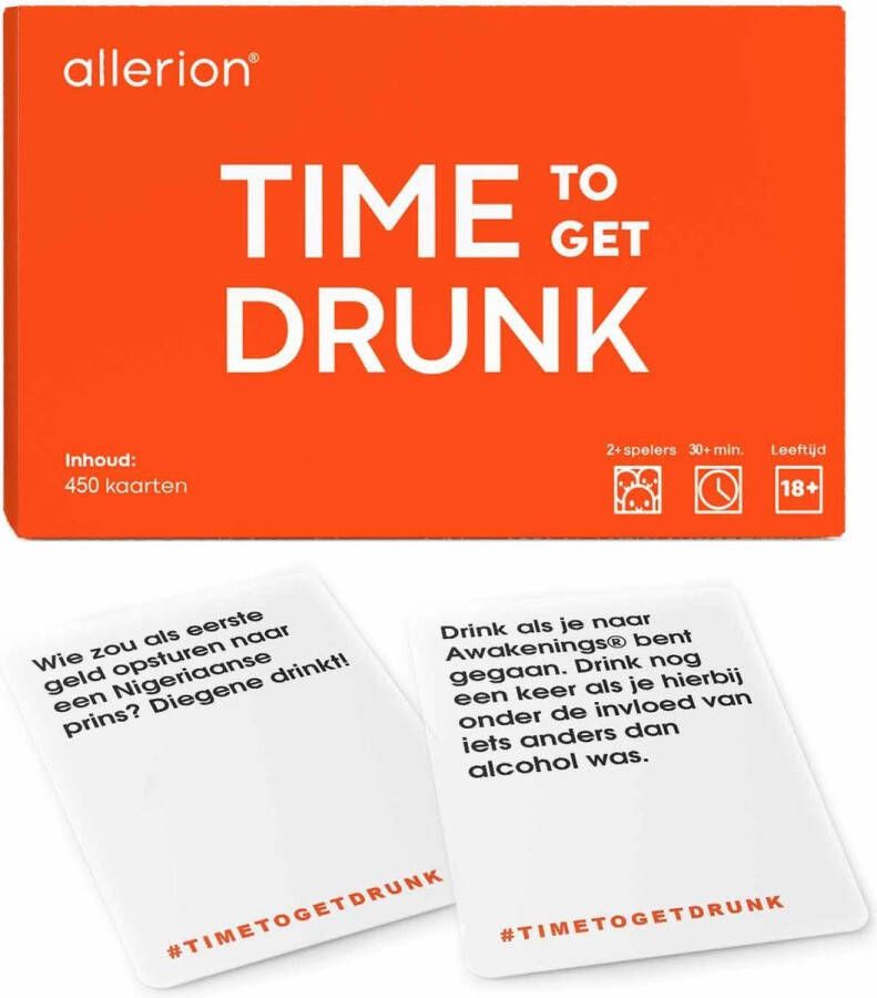 Allerion Time To Get Drunk Drankspel met 450 Verschillende kaarten Kaartspel -Inclusief Opbergdoos