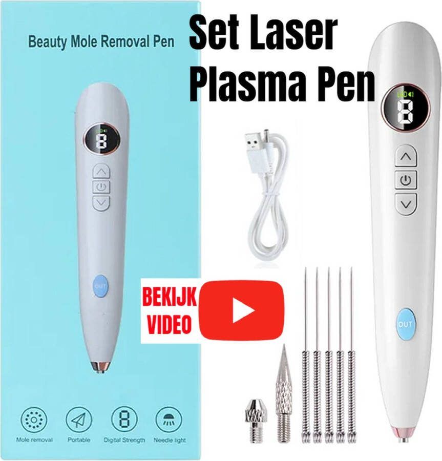 Allernieuwste.nl SET Laser Plasma Pen Wrattenverwijderaar Steelwratjes Tattoos Moedervlekken Verwijderen Pigmentvlekken Sproeten Mee Eters Wrattenbehandeling SET ##