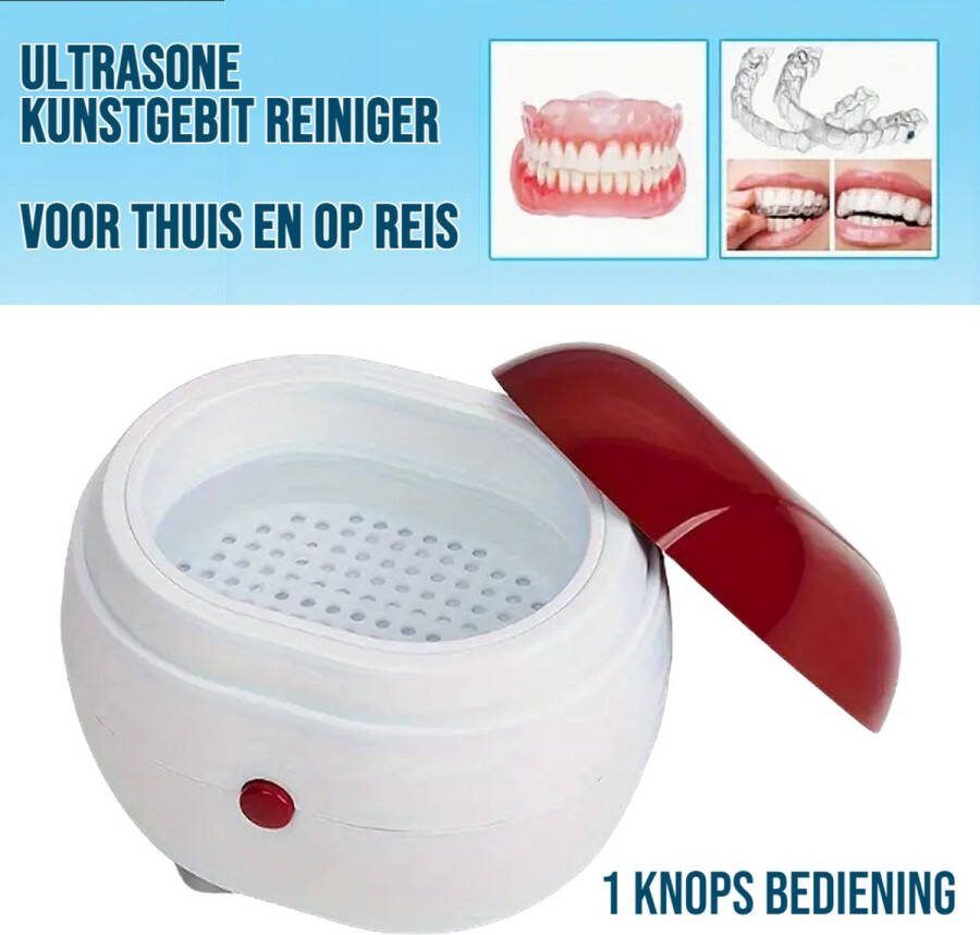 Allernieuwste.nl Ultrasoon Reiniger Reinigingsapparaat voor Kunstgebitten Sieraden Thuis en op Reis Compacte Ultrasonic Cleaner Vakantie Reis Reiniger %%