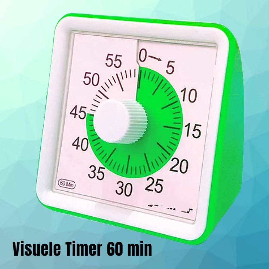 Allernieuwste.nl Visuele Afteltimer Countdown Timer Tijdklok 60 Minuten Leerklok Kind School Thuis Keuken Kantoor Stille Timer Met Nachtlampje Groen ##
