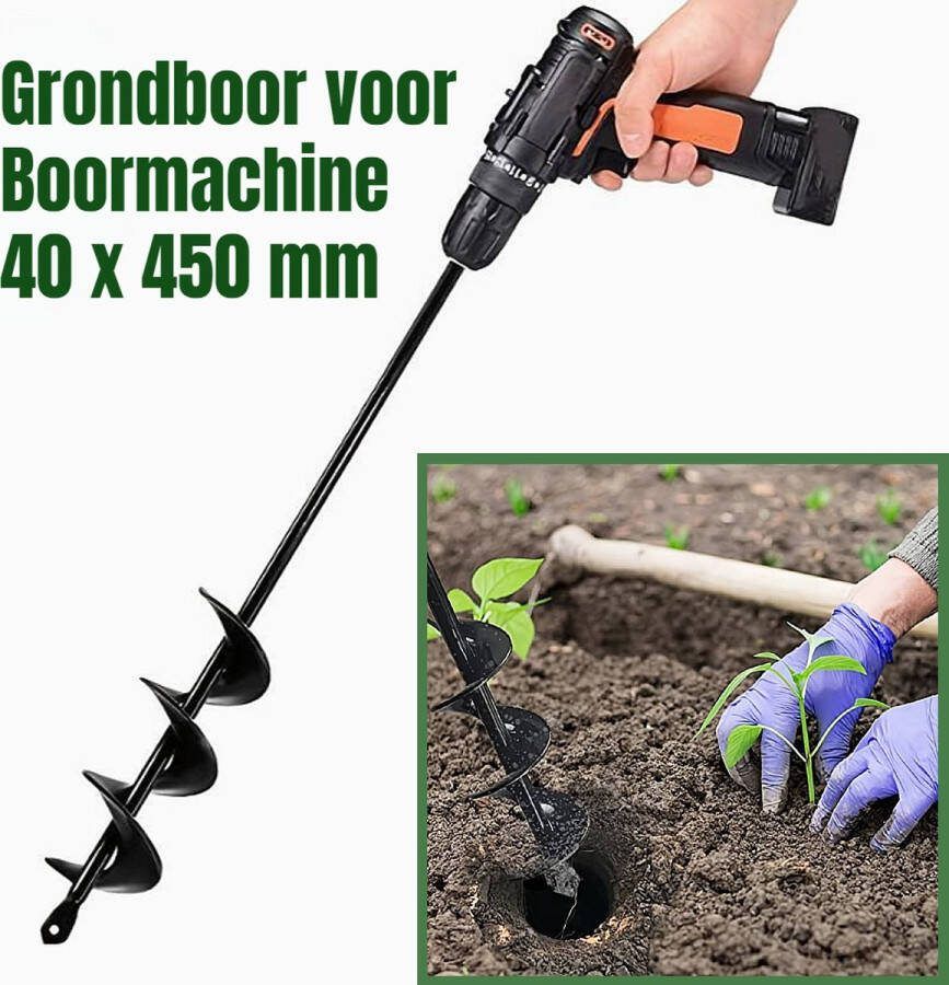 Allernieuwste.nl Grondboor voor Boormachine Staal ø40 mm x 45 cm Bollenboor Bollenpoter Grond Boor Slangenboor Staal 40 x 450 mm %%