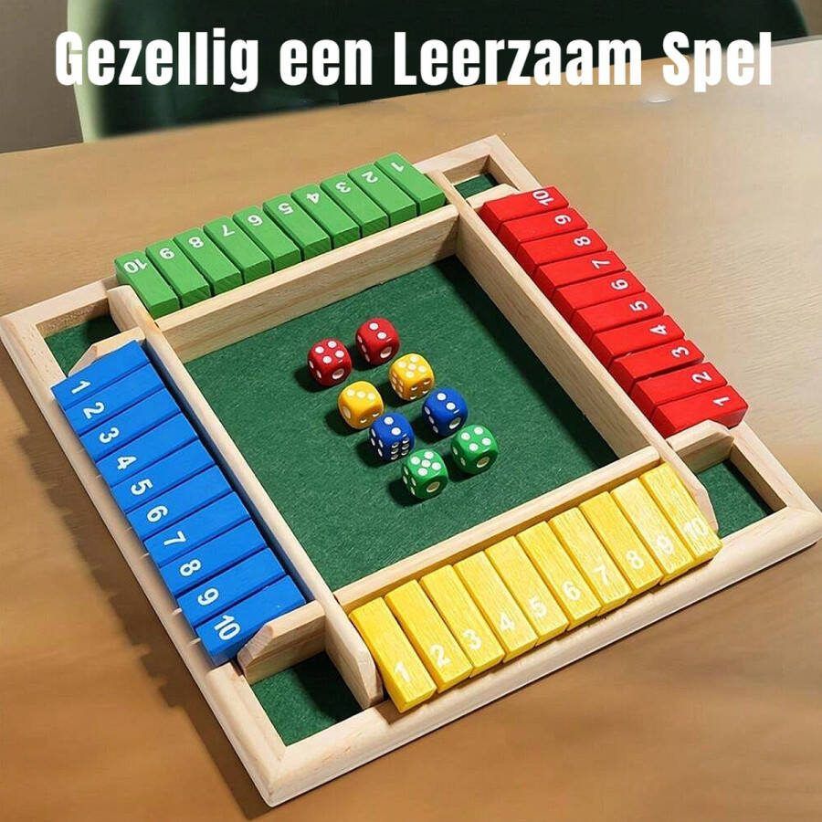 Allernieuwste.nl Shut the box Dobbelspel 1 4 spelers Houten Bordspel Drankspel Denkspel Gezelschapsspel voor volwassenen en kinderen Spel voor op Reis Houten spel Kinder spel Dobbelstenen Reisspel Samen spelen KLEUR