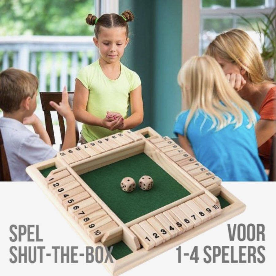 Allernieuwste.nl Shut the box Dobbelspel 1 4 spelers Houten Bordspel Drankspel Denkspel Gezelschapsspel voor volwassenen en kinderen