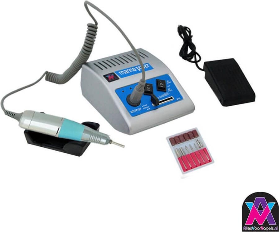 AllesVoorNagels.nl AVN Elektrische nagelvijl Manicure pedicure Tool Machine 6 bits Professionele Nagelfrees Machine Set 35000 toeren rpm DM868 Blauw