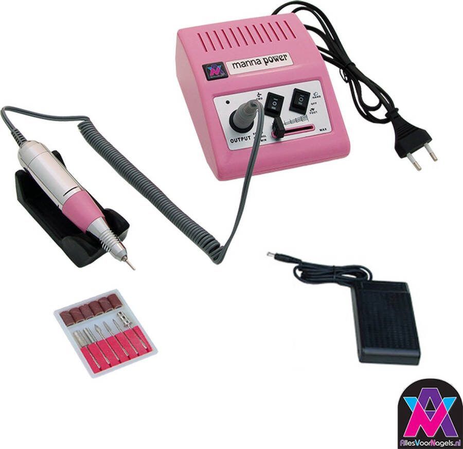 AllesVoorNagels.nl AVN Elektrische nagelvijl Manicure pedicure Tool Machine 6 bits Professionele Nagelfrees Machine Set 35000 toeren rpm DM868 Roze