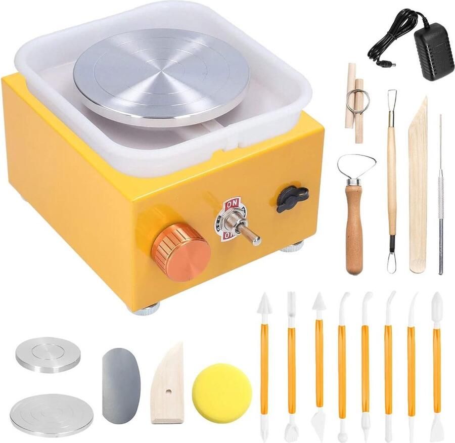 ALLGoods. Pottenbakkersschijf Set Inclusief Tools Boetseerschijf Draaischijf Pottenbakker Pottenbakken Draaischijf Keramiek – Pottenbakken Kinderen Geel