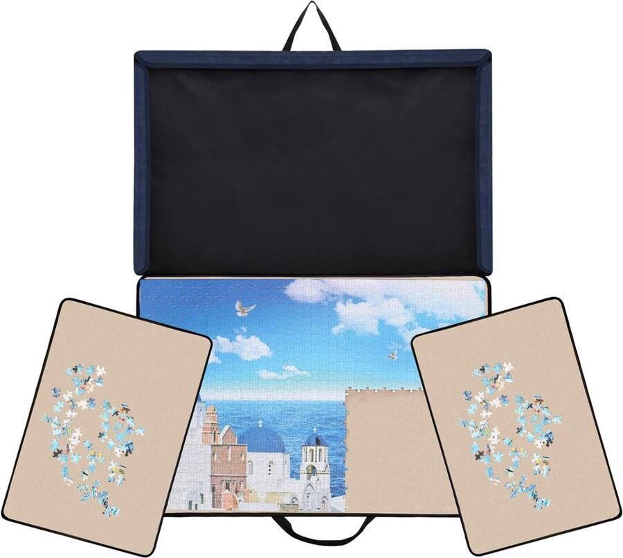 ALLGoods. Puzzelkoffer – Puzzelmap – Puzzelmat 1000 Stukjes – Puzzelbord met Opbergsysteem – Puzzelmat met Puzzel Sorteerbakjes Puzzel Opbergsysteem 78 × 53cm