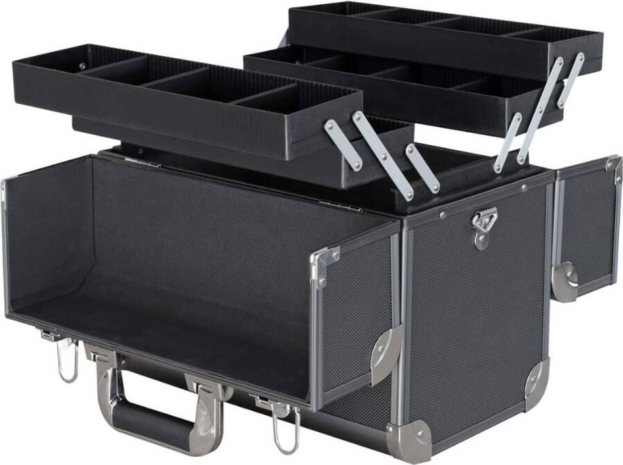 ALLGoods. Cosmetica Koffer Make-up Koffer met Verstelbare Vakken – Visagie Koffer – Cosmetica Organizer – Kapperskoffer -Pedicure Koffer – Mobiele Koffer voor Kappers Zwart