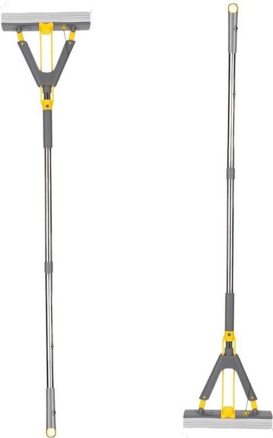 ALLGoods. Dweilsysteem met Wringer Dweilset Dweilen – Vloerreiniger voor Elke Vloer Dweilstok 3 Microvezel Doeken – Zelfreinigende Vloerwisser 130cm Geel Grijs