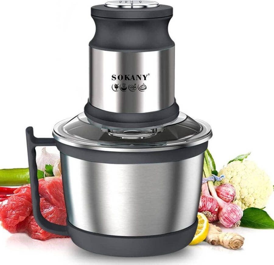 ALLGoods. Groentesnijder Electrisch Groentensnijder Multifunctioneel Groentesnijder Machine Elektrische Groentesnijder Handmatig Foodprocessor Uiensnijder – Vleesmolen – Gehaktmolen RVS Top Kwaliteit Zilver Zwart