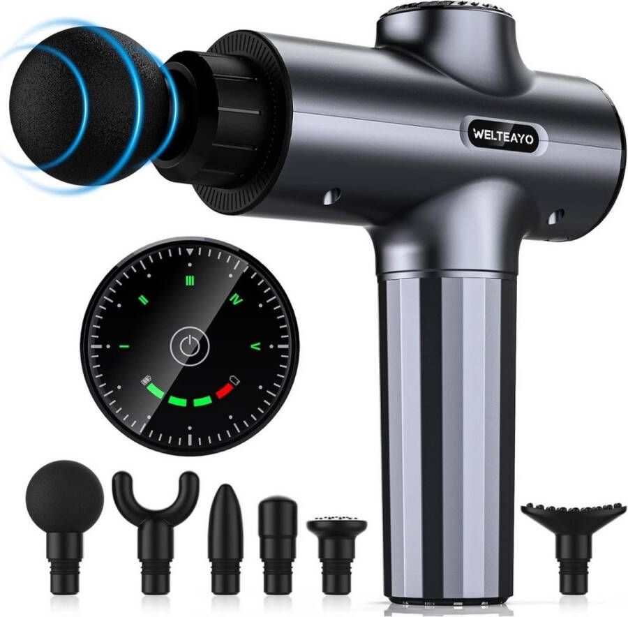 ALLGoods. Massage Gun Professioneel – Incl. 6 Opzetstukken – Opladen Type C – Massage Pistool 2600mAh – Theragun – Massage Gun Sport – Zwart