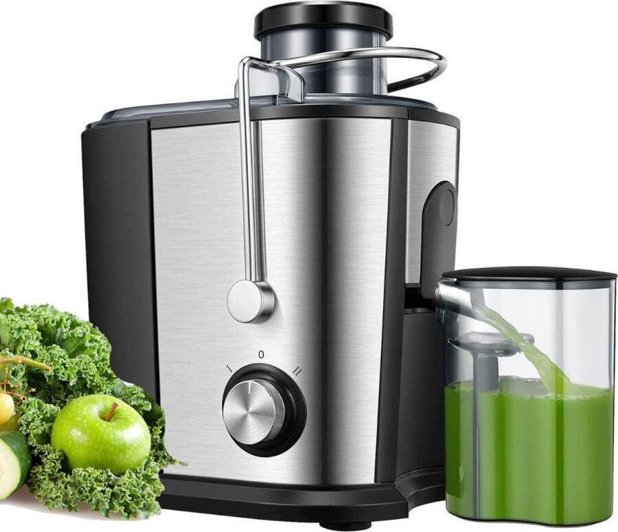 ALLGoods. Professionele Juicers Sapcentrifuge voor Groenten & Fruit Juicer Met 0.65 L Sapbeker en Pulpreservoir 2 Snelheden 600W RVS Zwart