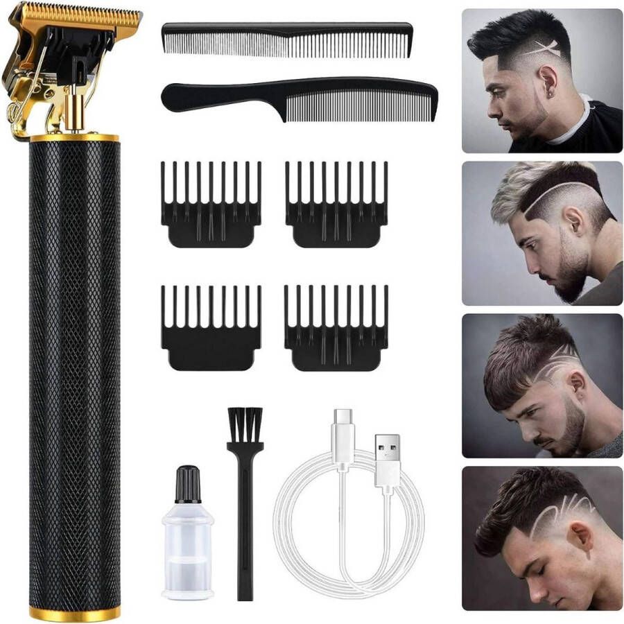 ALLGoods. Professionele Tondeuse Mannen Carbon Draadloze Tondeuse IPX5-Waterdicht Tondeuse hoofdhaar Haartrimmer Tondeuses Trimmer Mannen Complete Set Zwart Goud