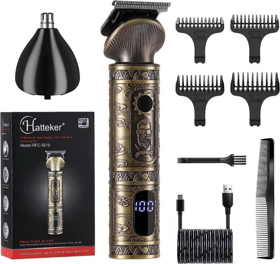 ALLGoods. Professionele Tondeuse Mannen Draadloze Tondeuse hoofdhaar Haartrimmer Tondeuses Trimmer Mannen Complete Set USB-Oplaadbaar Gemakkelijk Schoon te Maken Goud