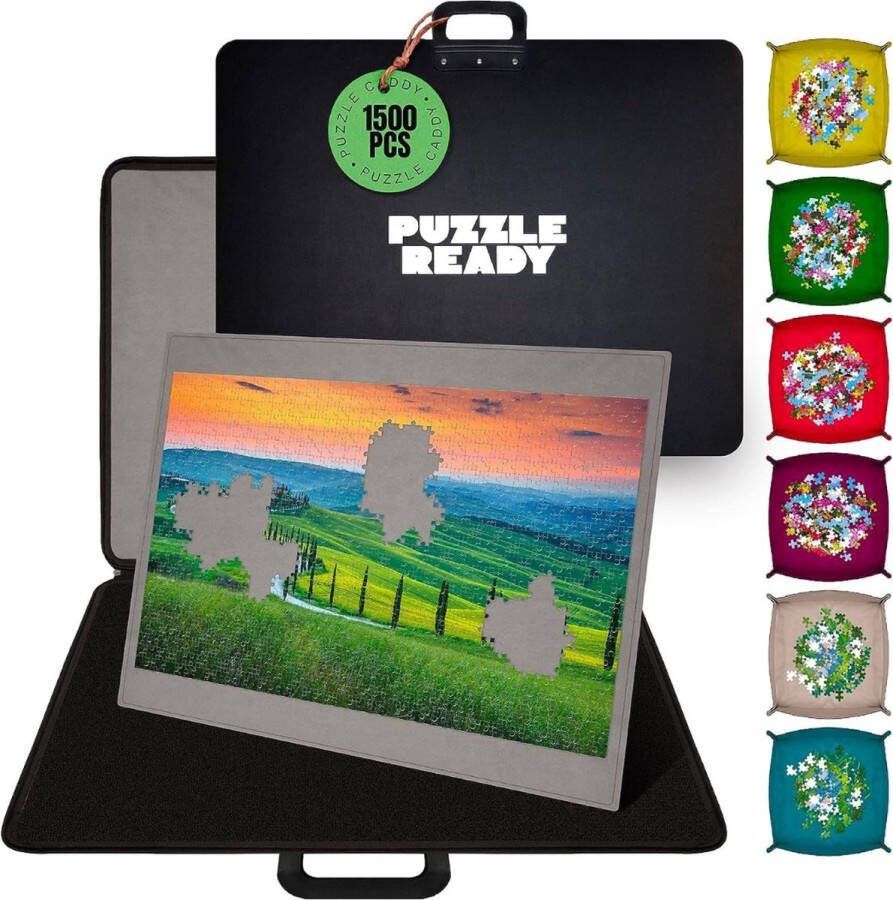 ALLGoods. Puzzelkoffer – Puzzelmap – Puzzelmat 1000 tot 1500 Stukjes – Puzzelbord met Opbergsysteem – Puzzelmat met Puzzel Sorteerbakjes Puzzel Opbergsysteem 91 × 43cm