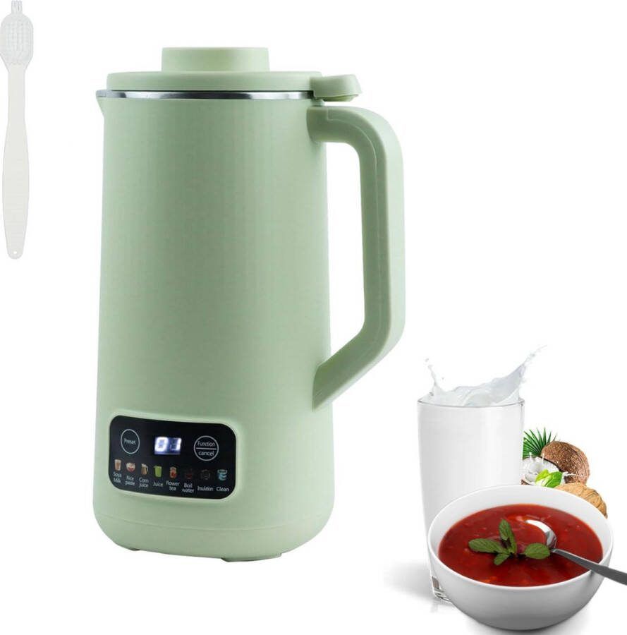 ALLGoods. Sojamelk Maker – Milk Maker 600ml – Soepmaker 220V – Soupmaker – Melkmachine – 10 Krachtige Messen – met LED-Scherm – Magnetische Deksel – met Verwarmingsfunctie Groen
