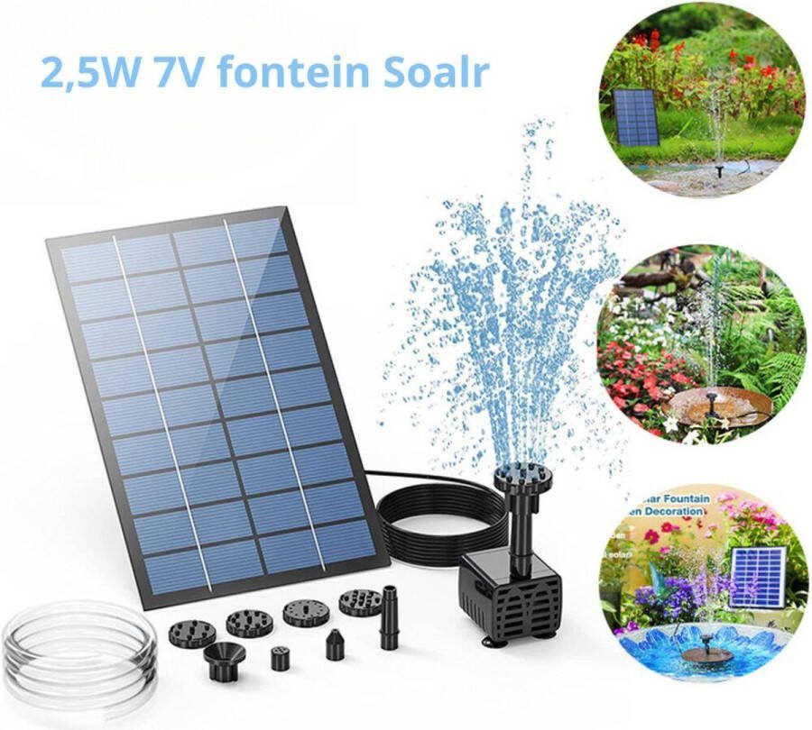ALLGoods. SOLAR Fontein op Zonne Energie – 2.5W Solar Fontijn met Pomp Vijver Tuindecoratie Zwembad Fontein Vogelbadje Fontijn Milieuvriendelijke Fontein Zwart