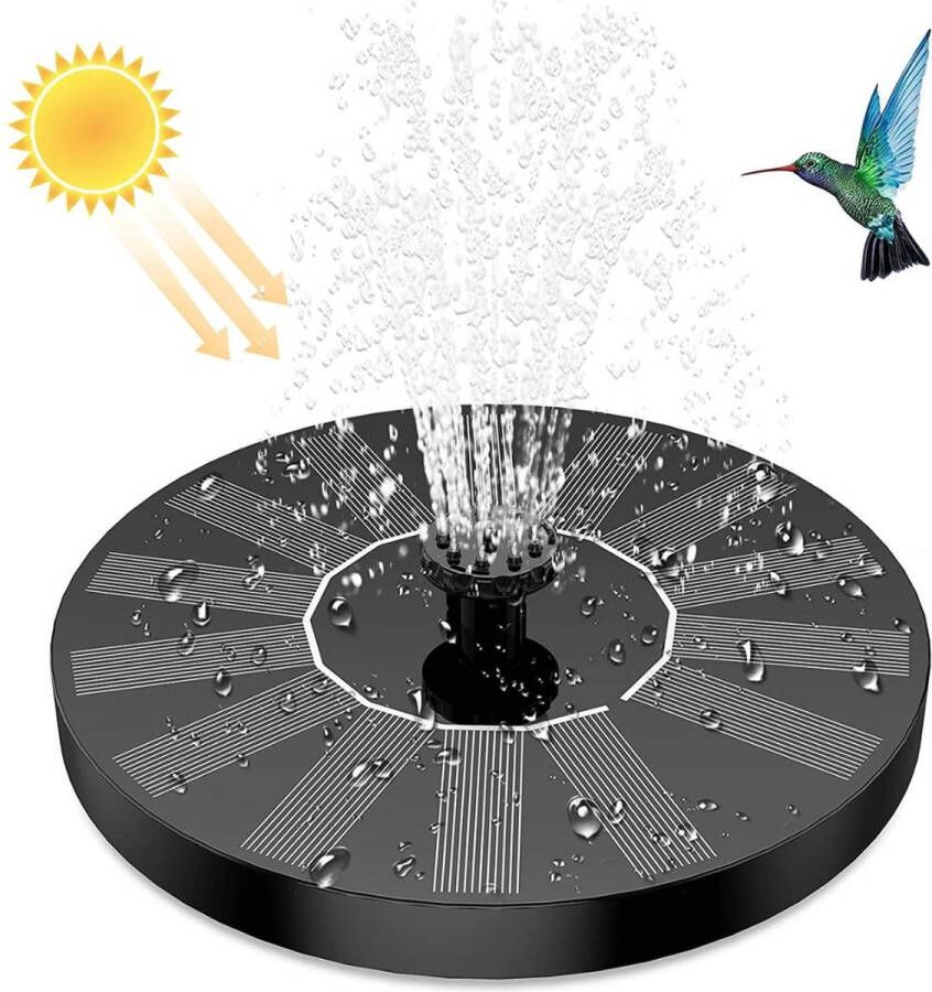 ALLGoods. SOLAR Fontein op Zonne Energie Vijver Tuindecoratie Zwembad Fontein Vogelbadje Fontijn Milieuvriendelijke Fontein Zwart