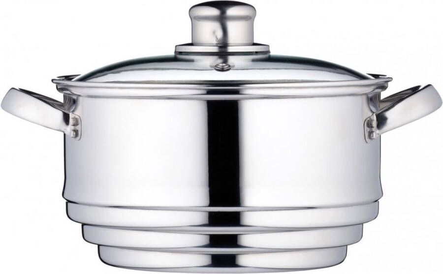 ALLGoods. Stalen Stoompot – Stoompan – Stoomkokers – Stoomkoker Baby – Stoom Koker – met Pan Diameter 16 18 en 20 cm Zilver