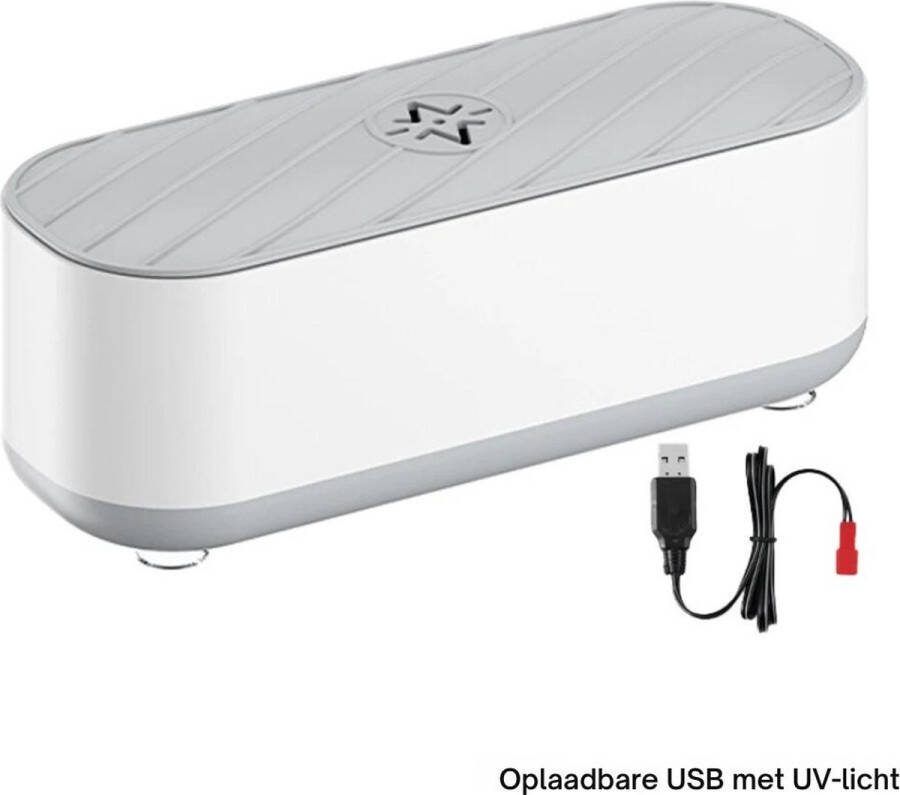ALLGoods. Ultrasoon Reiniger voor Brillen USB – Ultrasonic Cleaner met UV-Licht – Ultrasoon Reinigingsapparaat voor de Bril en Sieraden – Wit Grijs
