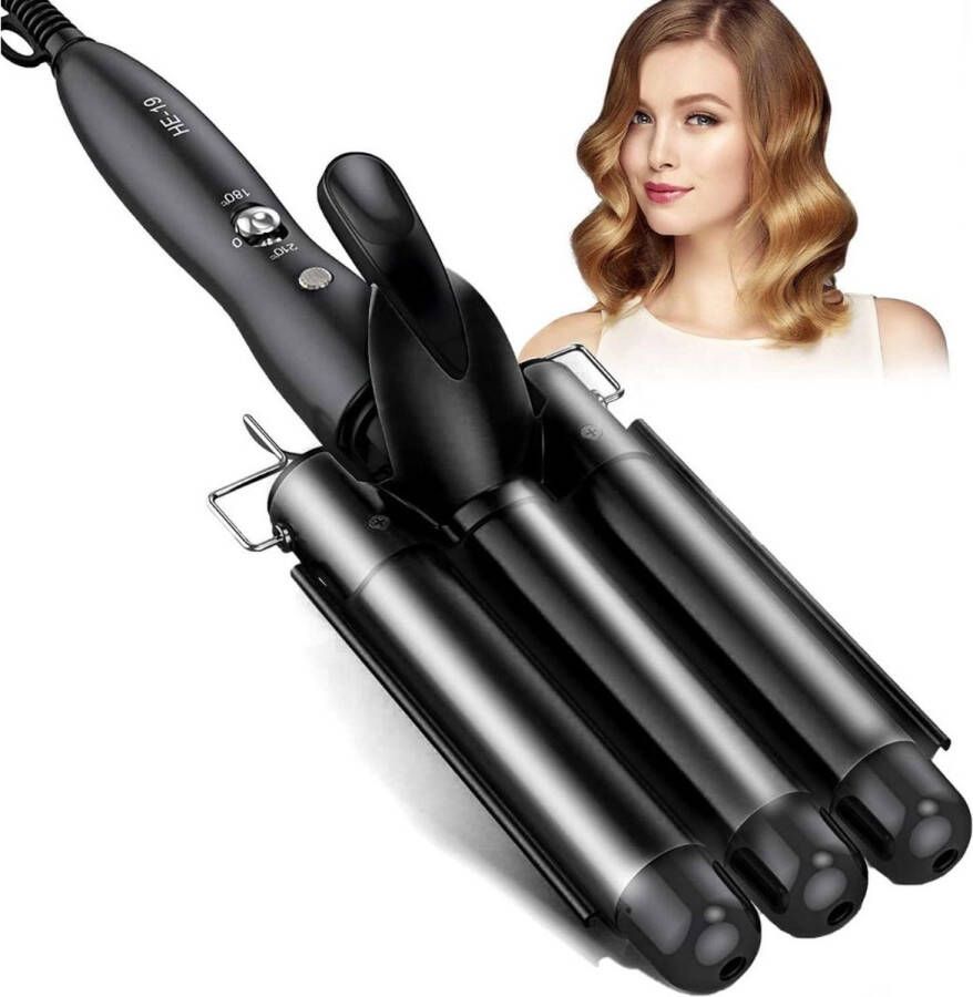 ALLGoods. Wafeltang Haar 25mm Golvenkrultang Wave Krultang Golvenkrultang Instelbare Temperatuur- Waver -Beach Waves Krultang voor Lang en Kort Haar Zwart