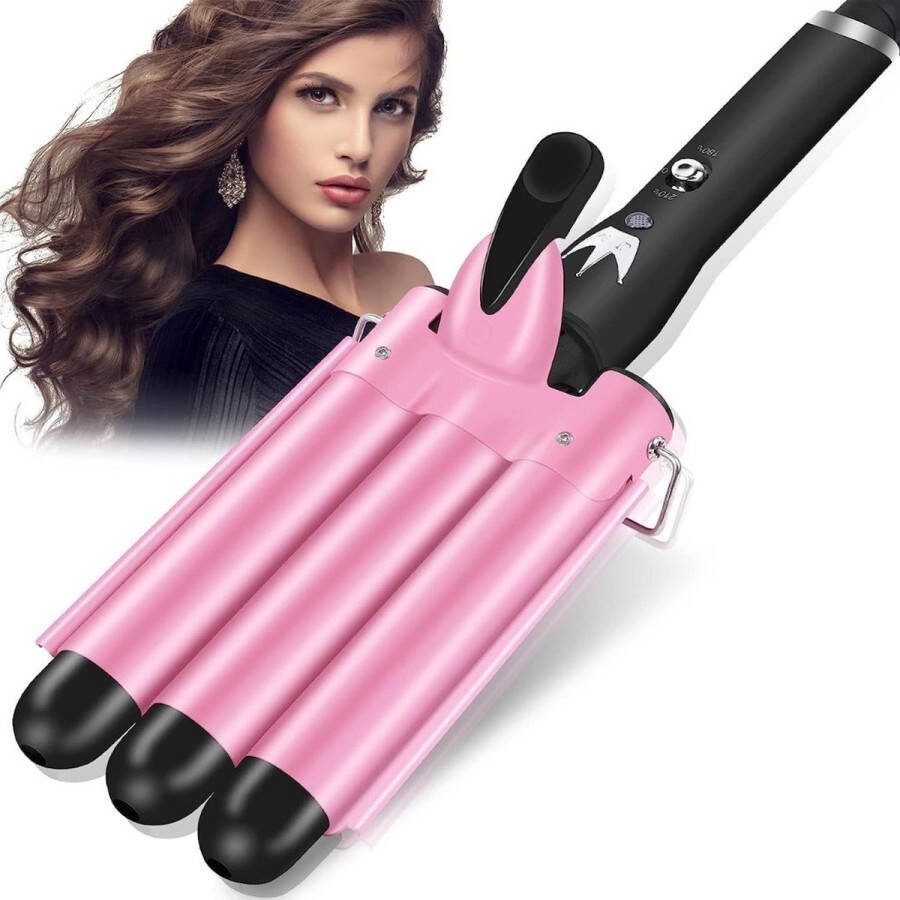 ALLGoods. Wafeltang Haar 25mm Golvenkrultang Wave Krultang Golvenkrultang Instelbare Temperatuur- Waver -Beach Waves Krultang voor Lang en Kort Haar Rose