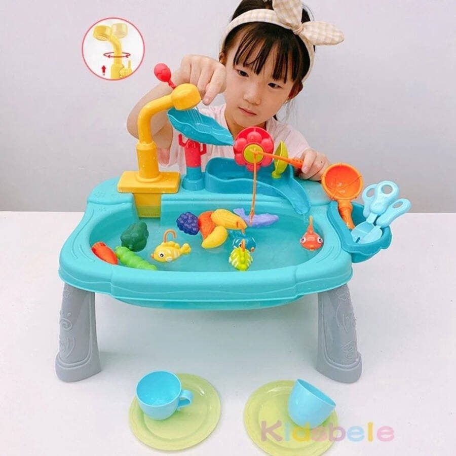 ALLGoods. Watertafel Zandtafel Speeltafel Water Speelgoed voor Kind Buitenspeelgoed Waterspeelgoed Inclusief Accessoires Stimuleert hand-oog-coördinatie Eenvoudig te monteren Urenlang speelplezier gegarandeerd Groen