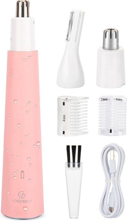 ALLGoods. Wenkbrauw Trimmer Gezichtsontharing dames Waterbestendig – Ladyshave Met Verschillende Opzetstukken – Roze Wit