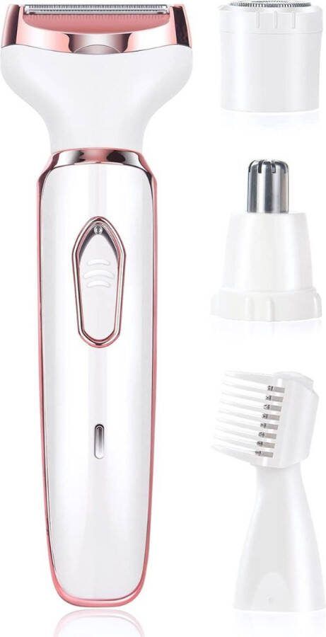 ALLGoods. Wenkbrauw Trimmer – Ontharingsapparaat 4-in-1 – Ladyshave Waterbestendig – Wit Roze