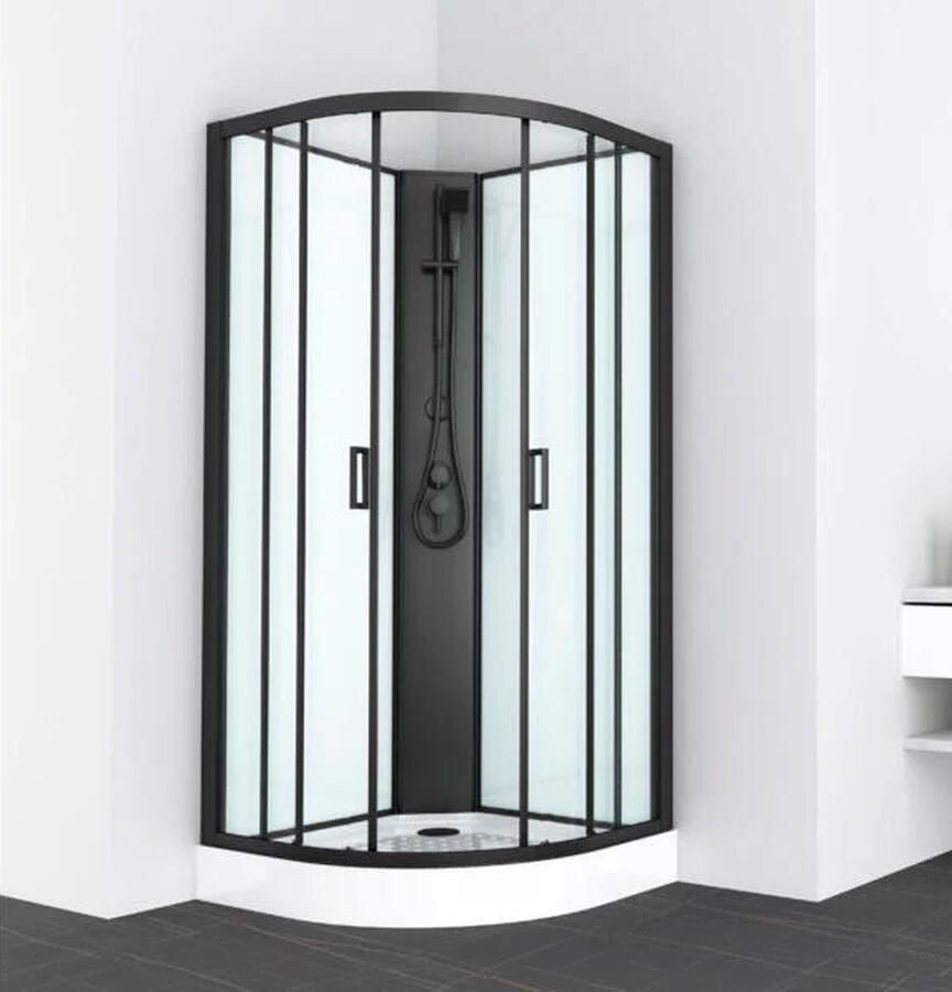 Allibert Nero complete douchecabine 90x90x205 cm kwartrond helder glas zwart