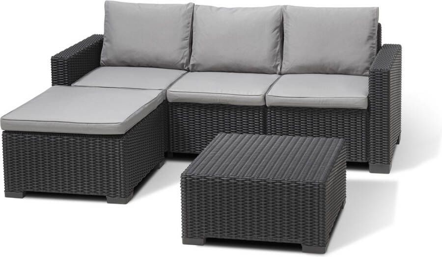 Allibert California Chaise Longue Loungeset 3-4 personen Grafiet