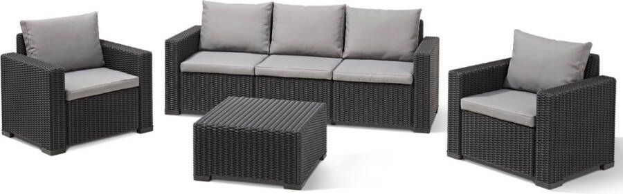 Allibert California Loungeset 5 personen Grafiet