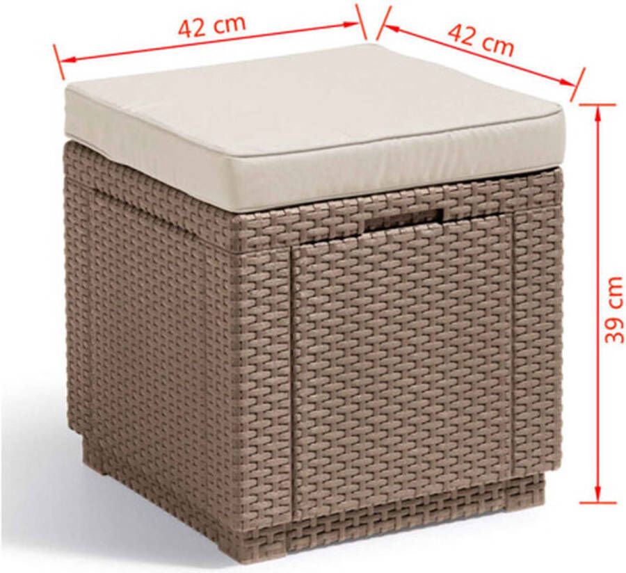 Allibert Cube multifunctionele voetenbank cappuccino met kussen