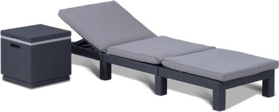 Allibert ligbed Daytona incl. kussen cool grey 22x65x195 cm Leen Bakker