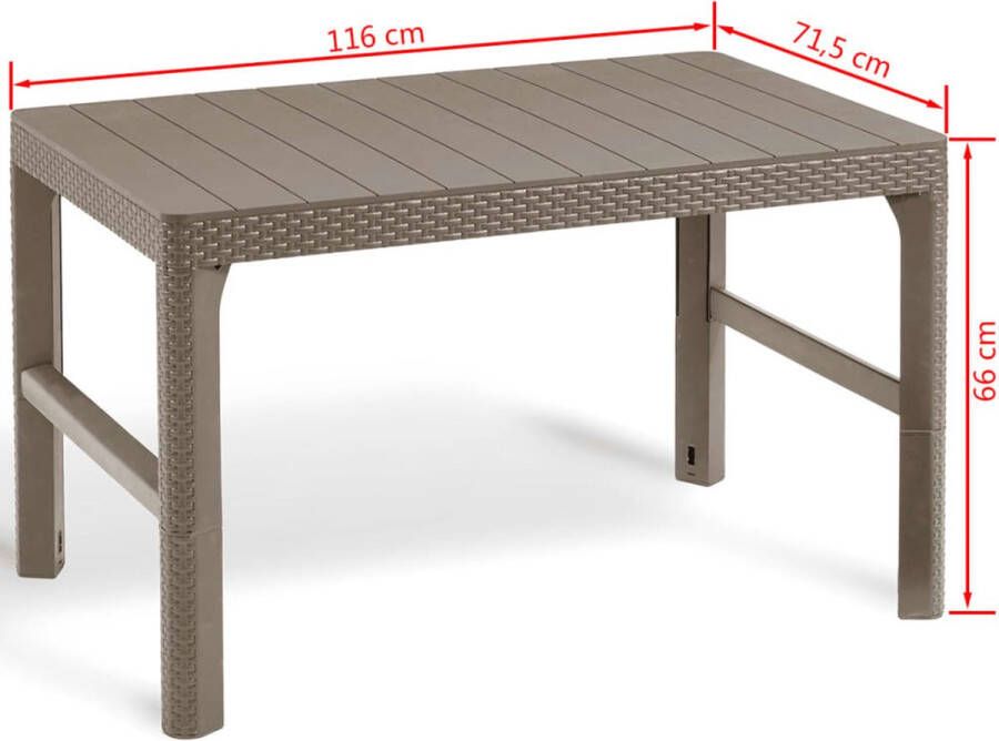 Allibert De Keter tuintafel met twee standen Rattan Lyon