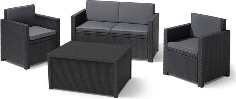 Allibert Monaco Loungeset + Arica tafel 4 a 5 personen Grafiet